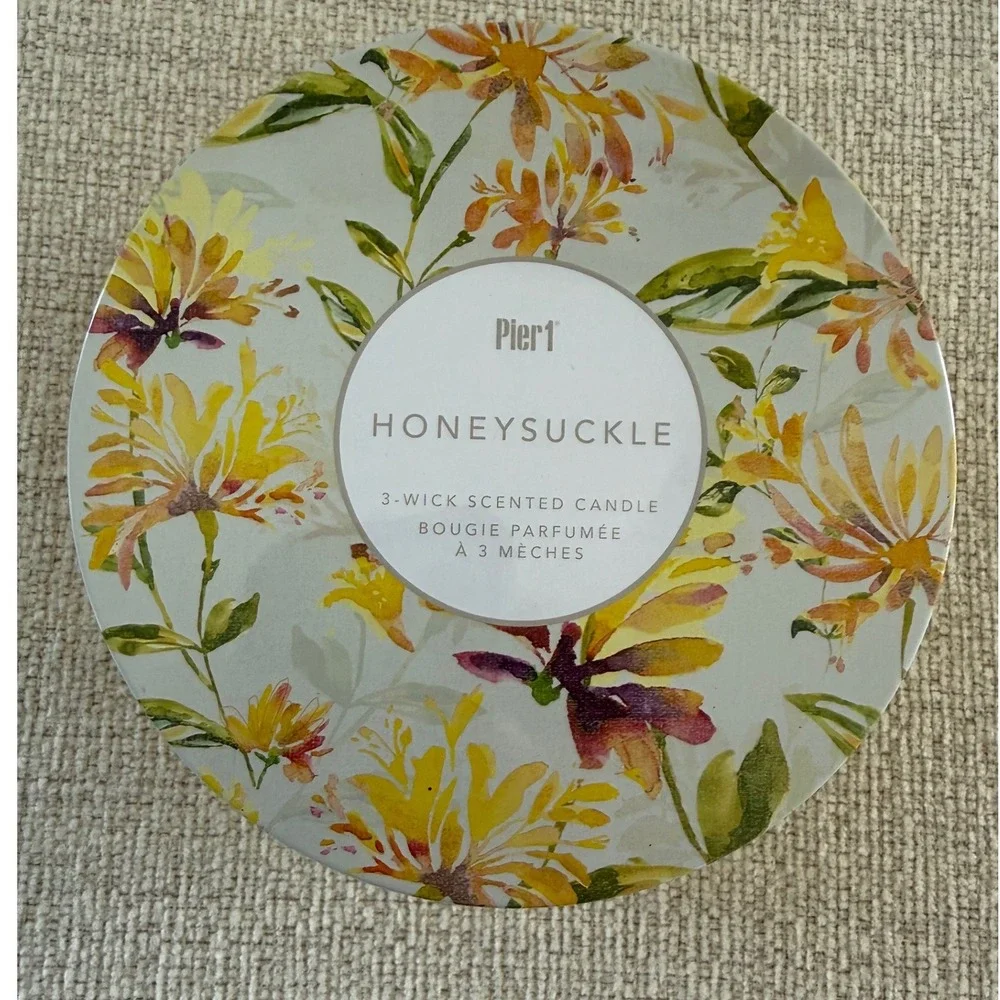 Pier One Imports 3 Wick Candle Honeysuckle Rare Discontinued Scent New 14oz